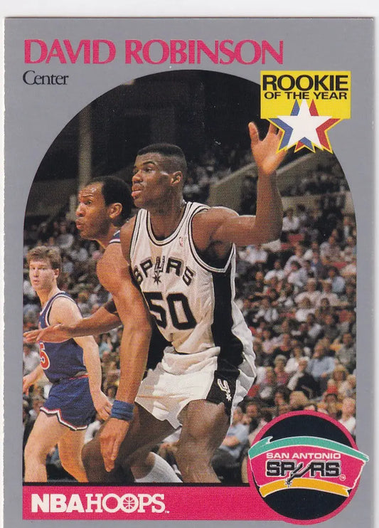 1990 HOOPS #270 DAVID ROBINSON ROOKIE OF THE YEAR- SAN ANTONIO SPURS - Basketball Card Single