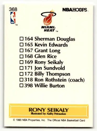1990 Hoops #368 Rony Seikaly Miami Heat Basketball Cards NM Near Min ID:55687 - Basketball Card Single