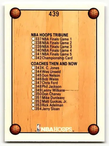 1990 Hoops #439 Checklist: 337-381 CL Basketball Cards NM Near Mint ID:55688 - Basketball Card Single