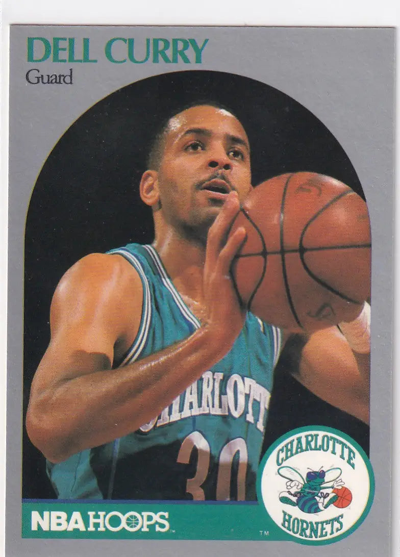 1990 HOOPS #52 DELL CURRY- CHARLOTTE HORNETS - Basketball Card Single