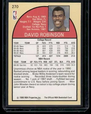 1990 Hoops David Robinson #270 Basketball - Basketball Card Single