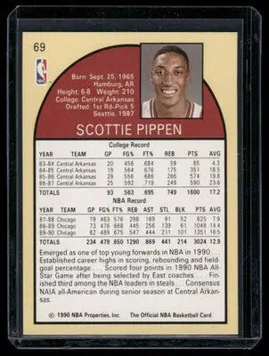 1990 Hoops Scottie Pippen #69 Basketball - Basketball Card Single