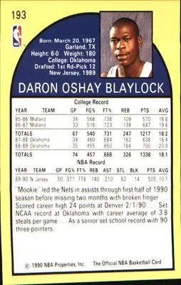 1990 Hoops Team Night New Jersey Nets #NNO Mookie Blaylock - Basketball Card Single