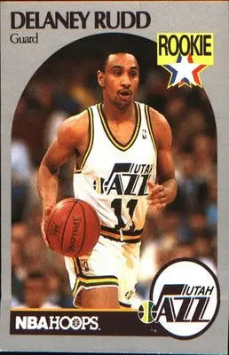1990 Hoops Team Night Utah Jazz Rookie #293 Delaney Rudd - Basketball Card Single