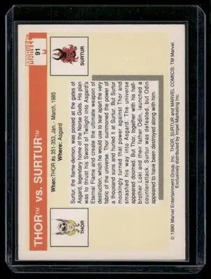 1990 Impel Marvel Universe Thor Surtur #91 - Marvel Card Single