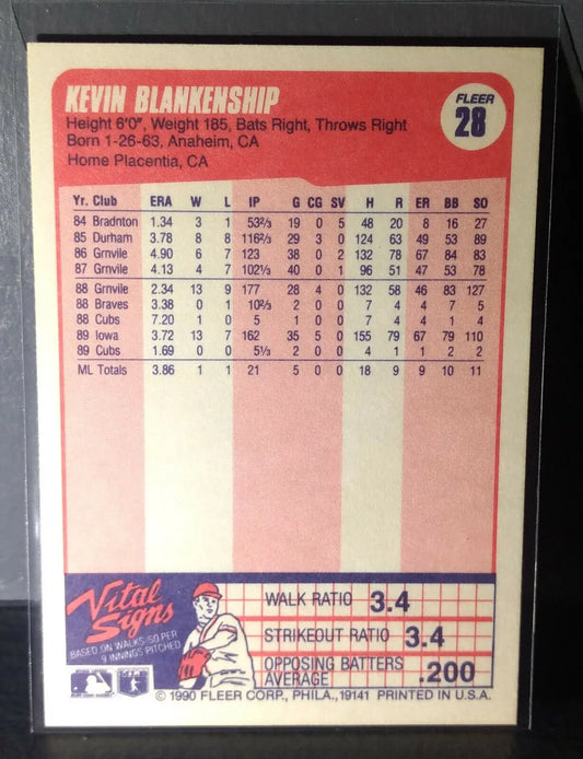 1990 Kevin Blankenship Fleer Baseball Card #28 - Baseball Card Single