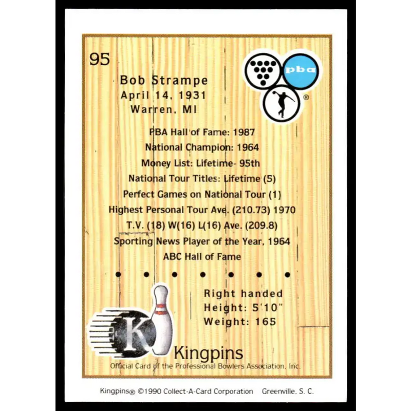 1990 Kingpins #95 Bob Strampe NM-MT PBA Bowling Card - Other