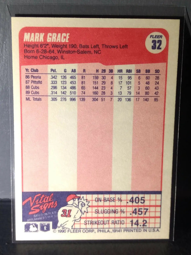 1990 Mark Grace Fleer Baseball Card #32