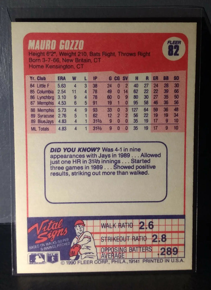 1990 Mauro Gozzo Fleer Baseball Card #82