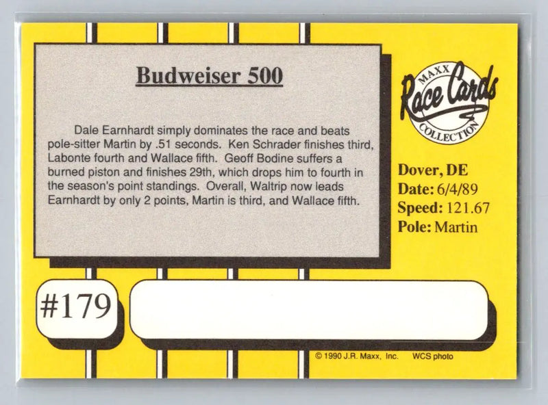 1990 Maxx #179 1989 Race #11 Richard Childress Racing - Racing Card Single