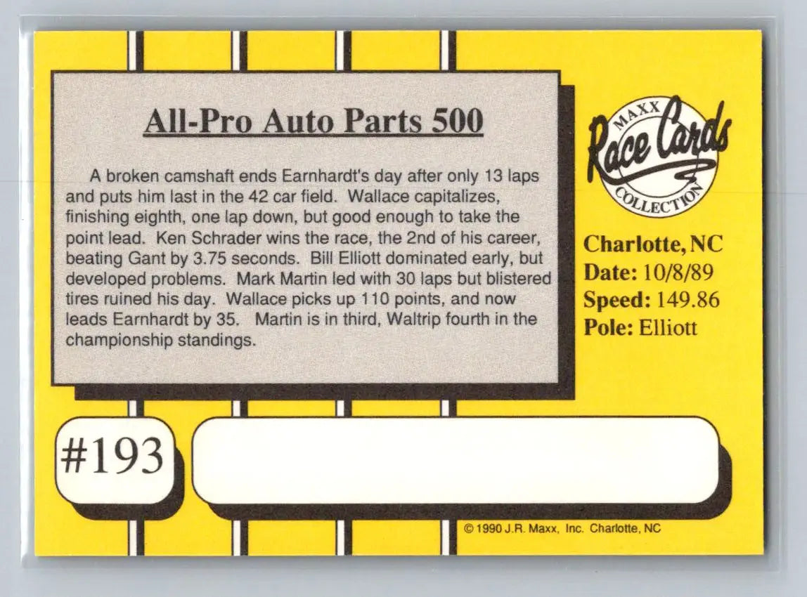 1990 Maxx #193 1989 Race #25 Richard Childress Racing - Racing Card Single