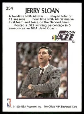 1990 NBA Hoops Jerry Sloan #354 Basketball - Basketball Card Single
