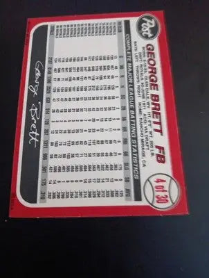 1990 Post - George Brett #4. Kansas City Royals. NRMT+ - Baseball Card Single