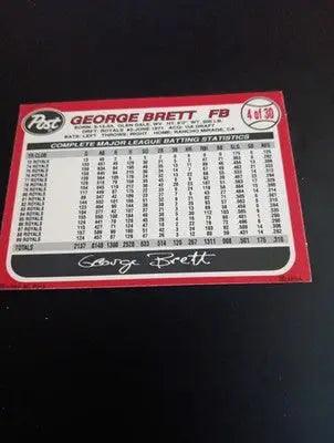 1990 Post - George Brett #4. Kansas City Royals. NRMT+ - Baseball Card Single