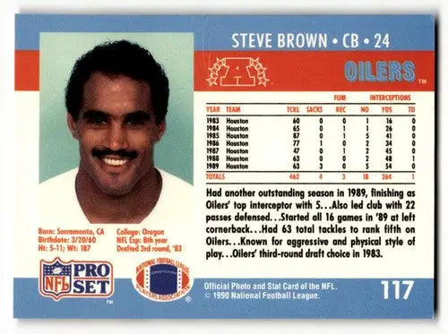 Original gloss Steve Brown Houston football card from 1990 Pro Set Houston Oilers
