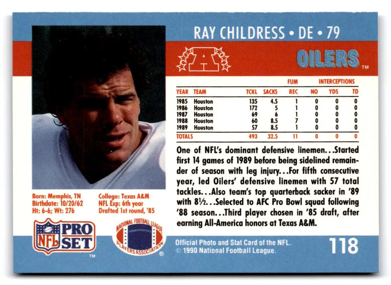 1990 Pro Set #118 Ray Childress - Football Card Single