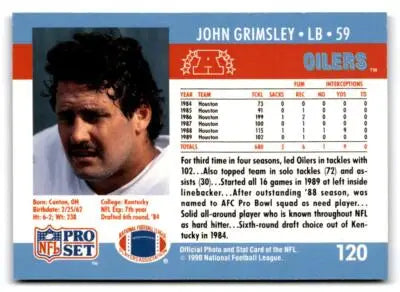 1990 Pro Set #120 John Grimsley - Football Card Single