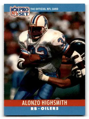 Alonzo Highsmith Houston football card from 1990 Pro Set featuring Houston Oilers