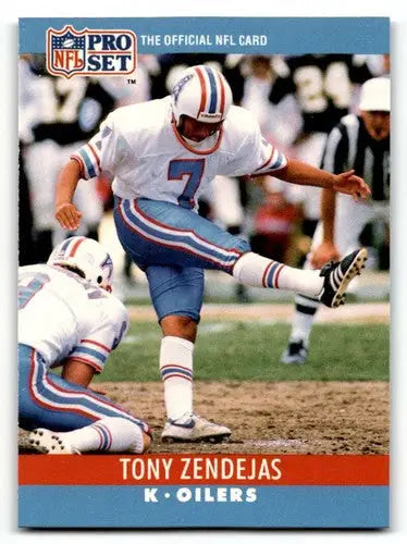 Original gloss Tony Zendejas Houston football card from 1990 Pro Set, Zendejas Houston Oilers
