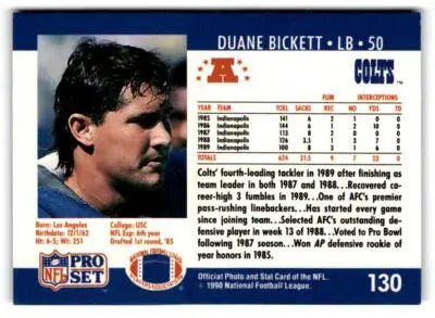 1990 Pro Set #130 Duane Bickett - Football Card Single