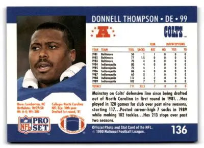 1990 Pro Set #136 Donnell Thompson - Football Card Single
