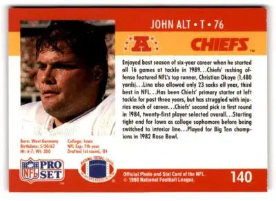 1990 Pro Set #140 John Alt - Football Card Single