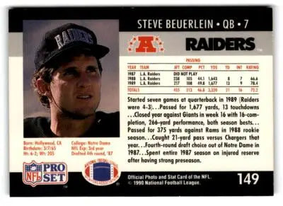 1990 Pro Set #149 Steve Beuerlein - Football Card Single