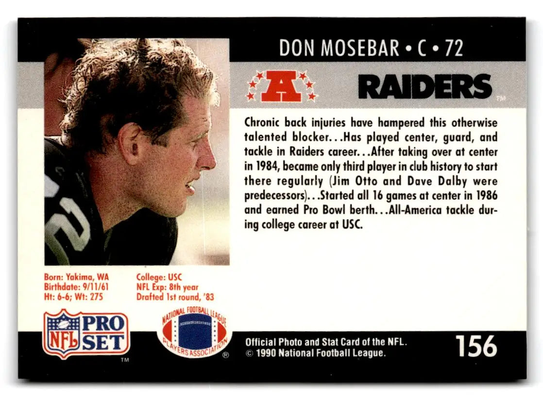 1990 Pro Set #156 Don Mosebar - Football Card Single