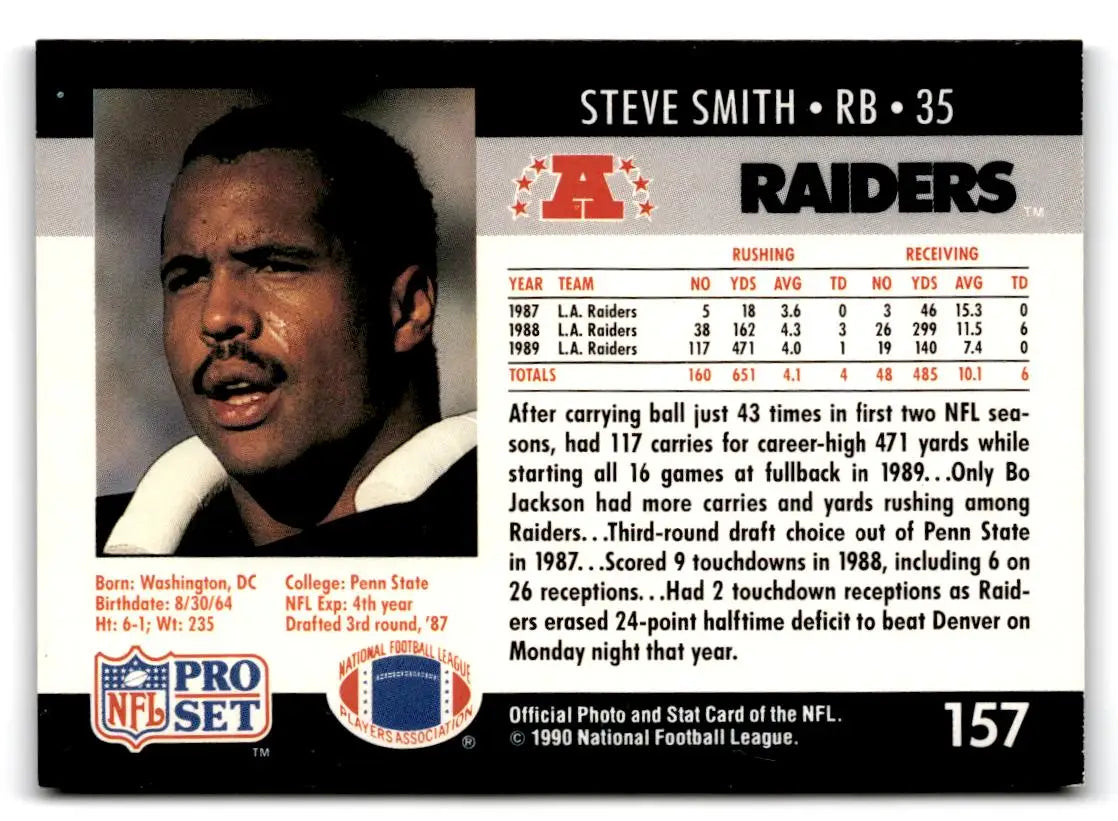 1990 Pro Set #157 Steve Smith - Football Card Single