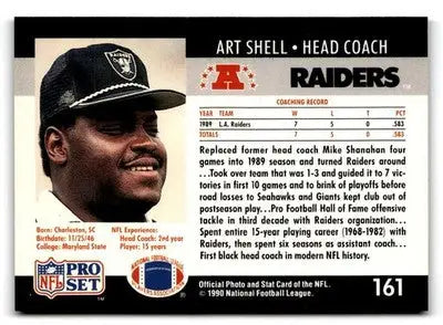 1990 Pro Set #161a Art Shell - Football Card Single