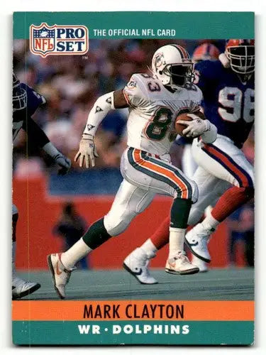 Original gloss Mark Clayton Miami Dolphins football card from 1990 Pro Set #177