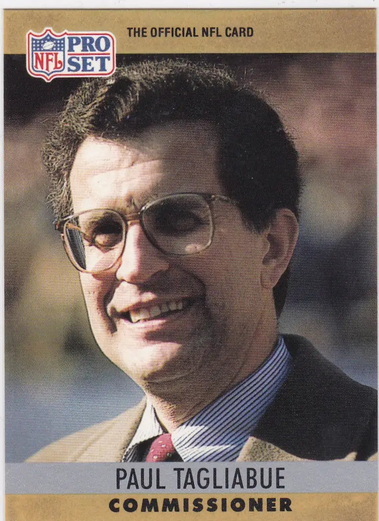 Paul Tagliabue Commissioner NFL card from 1990 Pro Set featuring Tagliabue’s image
