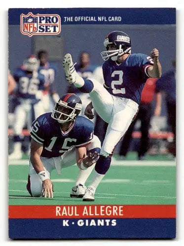 Raul Allegre NFL football card from 1990 Pro Set Giants football collection