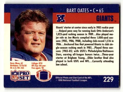Original gloss 1990 Pro Set Bart Oates New York Giants football card image