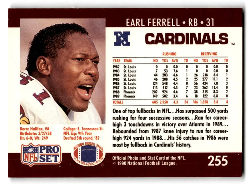 1990 Pro Set #255 Earl Ferrell - Football Card Single