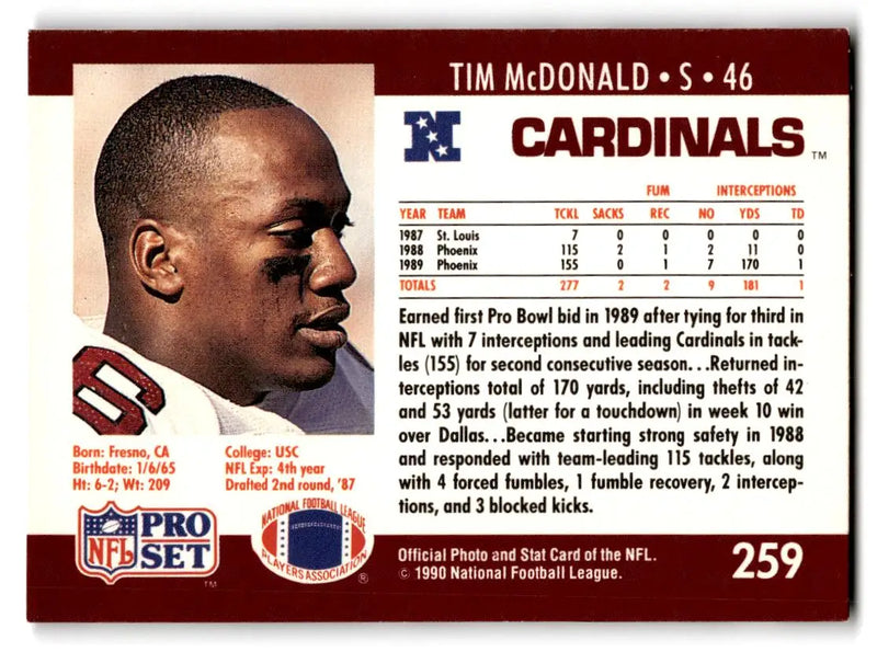 1990 Pro Set #259 Tim McDonald - Football Card Single