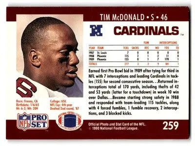 1990 Pro Set #259 Tim McDonald - Football Card Single