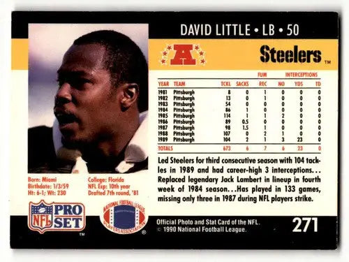 1990 Pro Set #271 David Little Pittsburgh Steelers Football Cards EX ID:60130 - Football Card Single