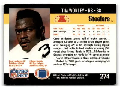 1990 Pro Set #274 Tim Worley - Football Card Single