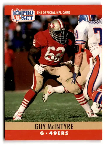 Original gloss 1990 Pro Set Guy McIntyre football card in excellent condition