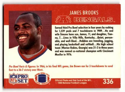 Original gloss James Brooks Cincinnati football card from 1990 Pro Set #336