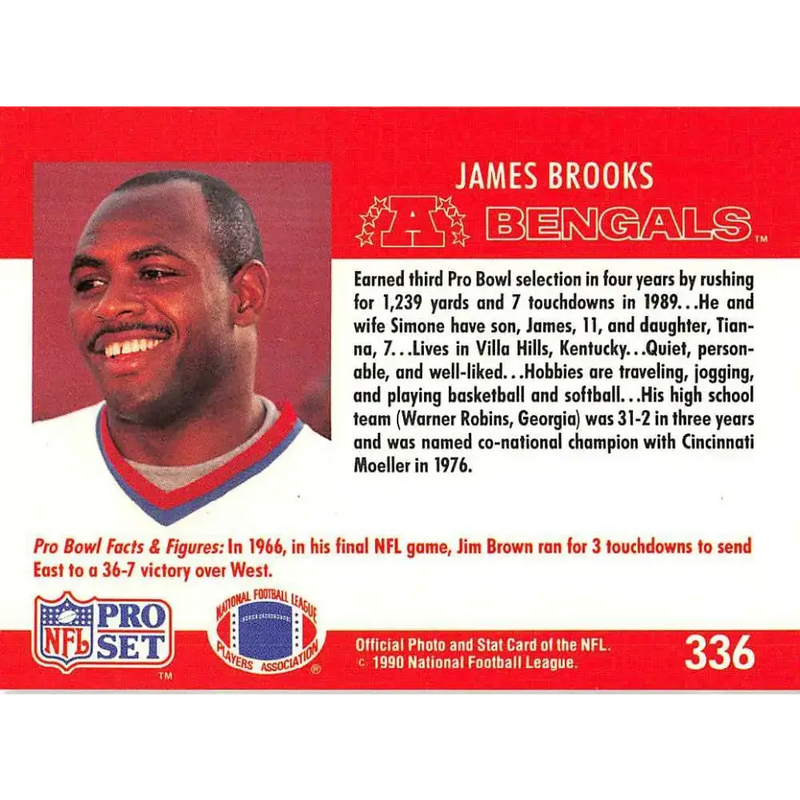1990 Pro Set #336 James Brooks NM-MT Cincinnati Bengals Football Card - Football Card Single