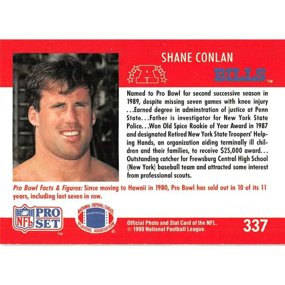 1990 Pro Set #337 Shane Conlan NM-MT Buffalo Bills Football Card - Football Card Single