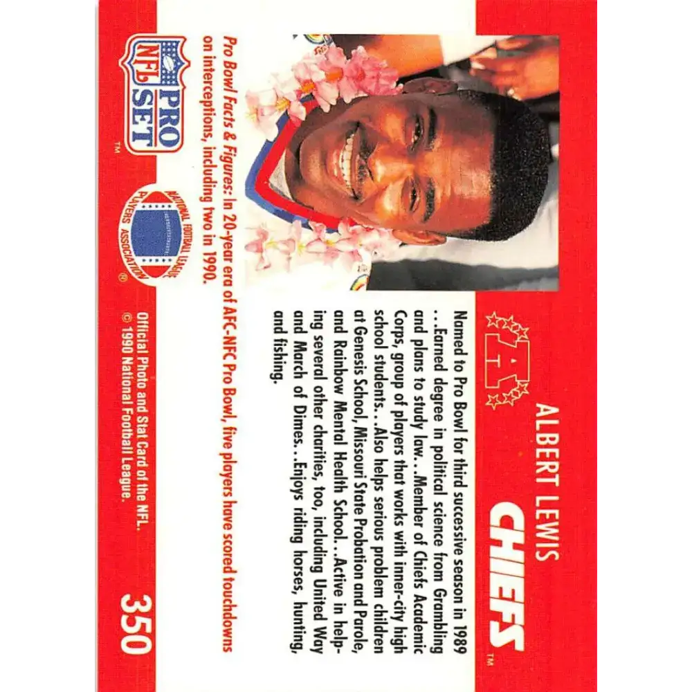 1990 Pro Set #350 Albert Lewis NM-MT Kansas City Chiefs Football Card - Football Card Single