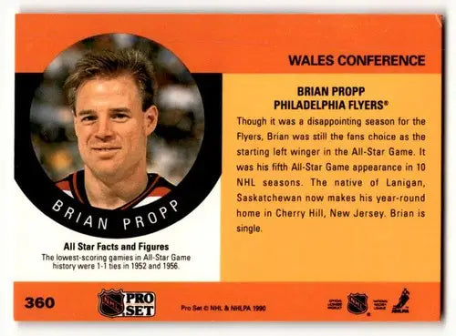 1990 Pro Set #360 Brian Propp Philadelphia Flyers Hockey Cards EX/NM ID:60548 - Hockey Card Single