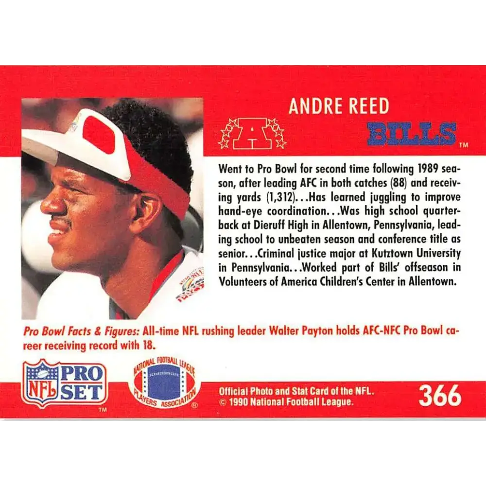 1990 Pro Set #366 Andre Reed NM-MT Buffalo Bills Football Card - Football Card Single