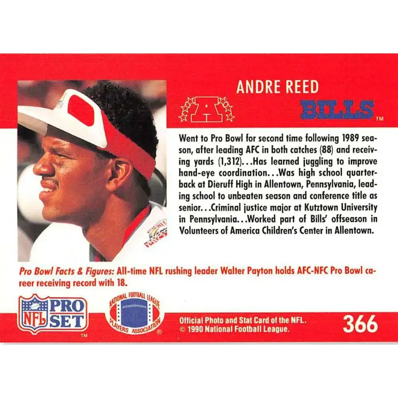 1990 Pro Set #366 Andre Reed NM-MT Buffalo Bills Football Card - Football Card Single