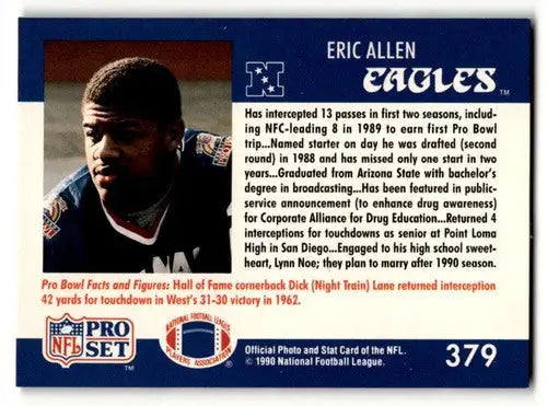 Original gloss Eric Allen Philadelphia Eagles football card from 1990 Pro Set series