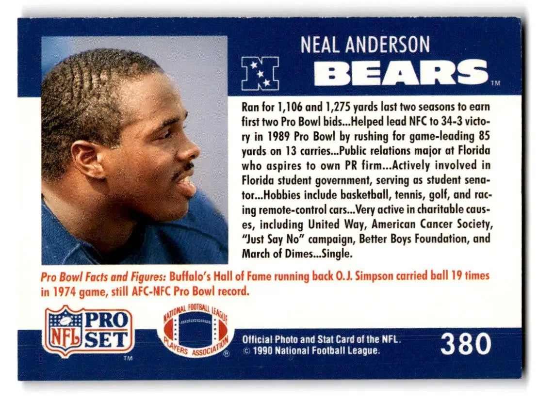 1990 Pro Set #380 Neal Anderson - Football Card Single