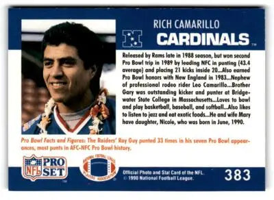1990 Pro Set #383 Rich Camarillo - Football Card Single
